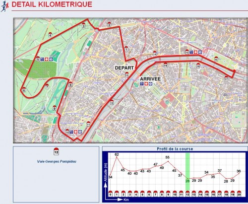 20 kilomètres de Paris 2011 pieds nus - Parcours