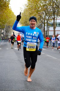 Semi-marathon Boulogne-Billancourt 2013 pieds nus Christian Har