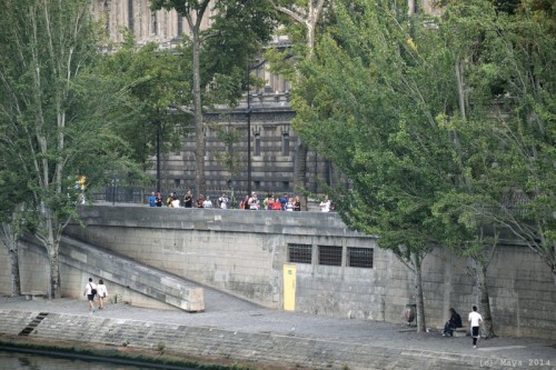 Le peloton arrive Rive Droite au Pont des Arts - Maya Sport - Photo