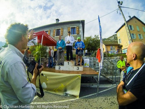 EcoTrail du Massif des Brasses 2014 - Podium barefooteur, 15km : 1) David H  2) Maxime M et 3) Christian Harberts