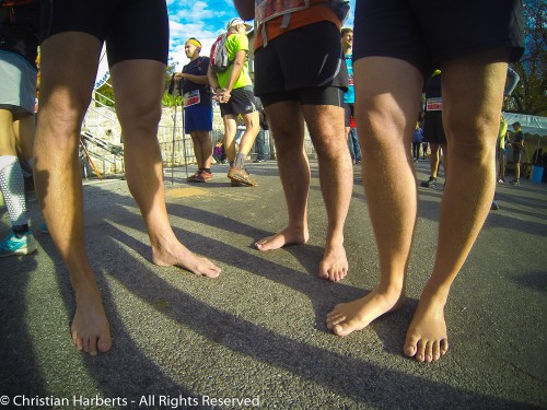 EcoTrail du Massif des Brasses 2014 - Frédéric, NIxul et Lambda avant le départ du 15K !