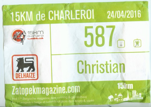 Dossard 15 km de Charleroi